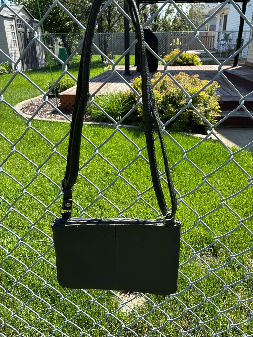 Bentley Women's Olive Green Pebble Leather Crossbody Bag With RFID